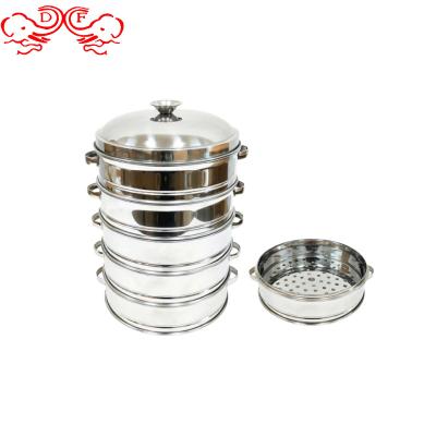 China Sustainable DF Chamber of Commerce Stainless Steel Food Steamer Cookware Perforated Binaural Dumpling Small Basket Dim Sum Steamers for Kitchen for sale