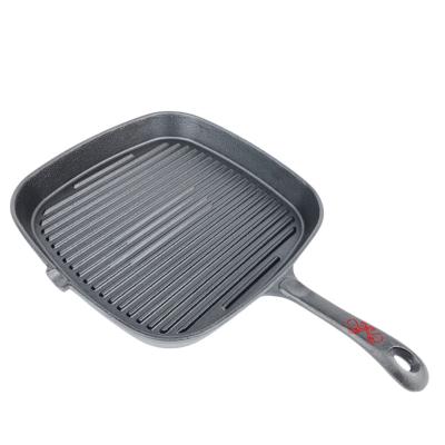 China DF Chamber of Commerce cast iron cookware casserole pan bbq grill pan 24cm sustainable high quality black home use for sale