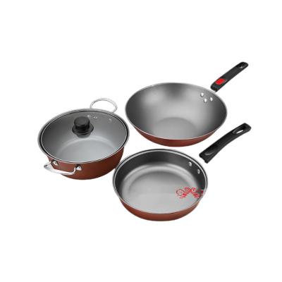 China House Factory Direct Supply 3PCS Sustainable DF Trade Pots And Pans Set Non Stick Cooking Pan Non Stick Cookware for sale