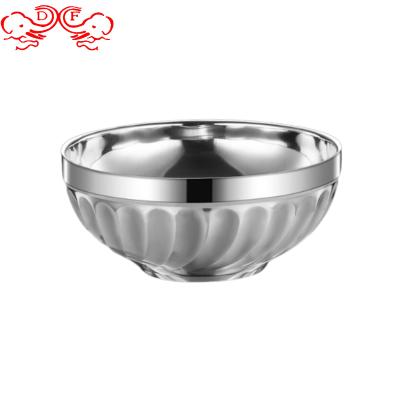 China DF Chamber of Commerce Stainless Steel Double-Layer Food Rice Salad Serving Double Layer Thermal Insulation Bowls Tableware Spiral for sale