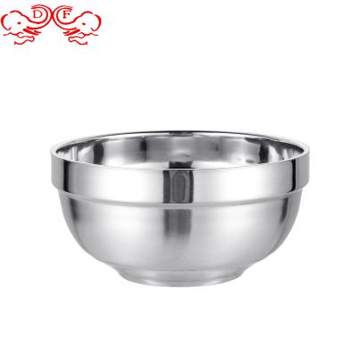 China DF Chamber of Commerce Factory Supplier Stainless Steel Rice Bowls Viable Soup Bowl for Kids Tableware Double-Layer Bowl Salad Preparation for sale