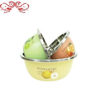 China DF Chamber of Commerce Stainless Steel Basin Soup High Quality Viable Mixing Salad Bowl Colorful Fruits and Vegetables Bbasins for sale