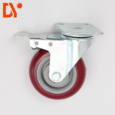 China Red Color Plastic Anti Static Flat Casters Swivel Type Custom Design for sale