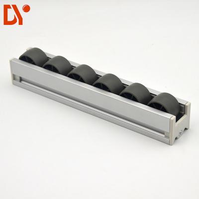 China Industrial Black PP Plastic Wheel Conveyor Pallet Roller Track Part Flow Rail Pallet Roller Track for sale