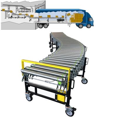 China Sistema de transportador de rodillo extensible de acero retractable de la gravedad de carbono para los almacenes industriales en venta