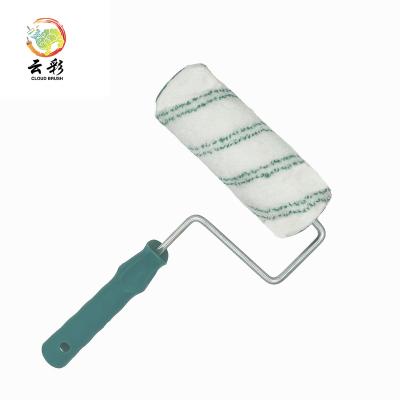 China Green Line Refill Paint Aluminum Plated Frame with Rubber Plastic White and Red Handle Microfiber Brus Paint Roller for sale