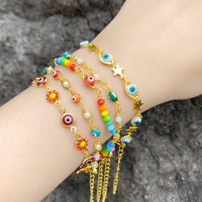 China Fashion Jewelry Bangles Lead Free Nickel Free Bohemian Gold Plated Bad Accessories Women Bracelet for sale