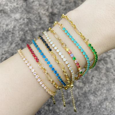 China Lead Free Fine Gold Plated Zircon Accessories Women Link Chain Nickel Free Tennis Ball Jewelry Bracelet for sale