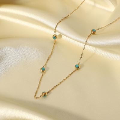 China Charm Jewelry Lead Free Nickel Free Gold Plated Link Chain Beads Stainless Steel Gold Necklace Accessories For Women for sale