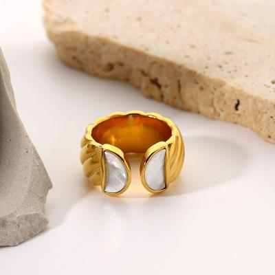 China New Arrivals Shell Stainless Steel Rings Jewelry White Lead Free Nickel Free Women Accessories Smart Ring for sale