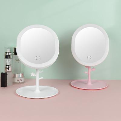 China OEM ODM Customized Customized Makeup Mirror LED Light Desktop Beauty Extra Light Stand Oval Led Cosmetic Mirror Portable Mirror for sale