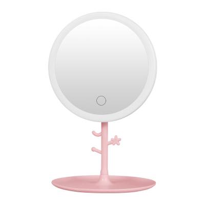 China Factory wholesale custom led portable beauty touch screen makeup desk mirror with flat led small light intelligent circular mirror for sale