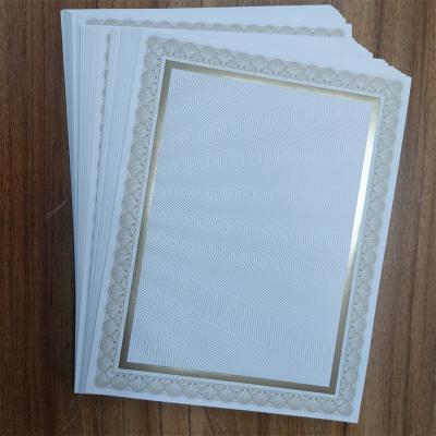 China paper & Custom Cardboard Gold Foil Border Printing Blank Degree Certificate Paper Diploma Paper for Diploma or Awards for sale