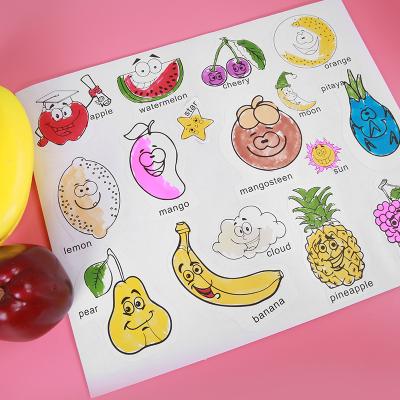 China Education In Current Fast Delivery Cartoon Pasteable English Learning Coloring Stickers Cardboard Color Sticker for sale