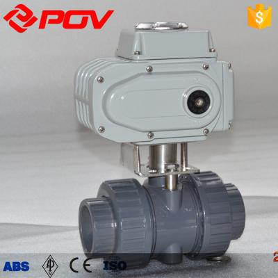 China General On Off 2 Way Union Connection UPVC Electric Ball Valve for sale