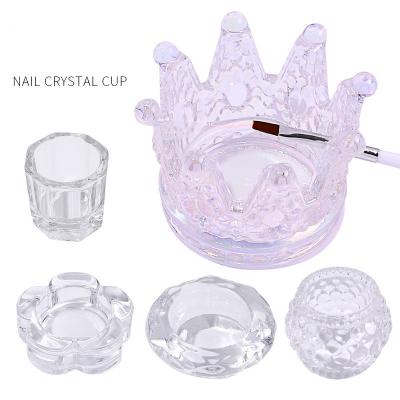 China Washable Nail Pen Holder Crystal Cup Nail Crystal Bowl Glass for Acrylic Liquid Powder for sale