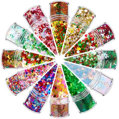 China Easy Apply Chunky Glitter Powder Mixed Mixed Sizes Cosmetics Glitter Flakes For Nail Art Nail Glitter Powder for sale