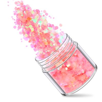 China Easy Apply Mixed Nail Art Laser Flakes Art Sequins Glitter 3D Nail Kits Pink Red Glitter Nail Art For Women for sale