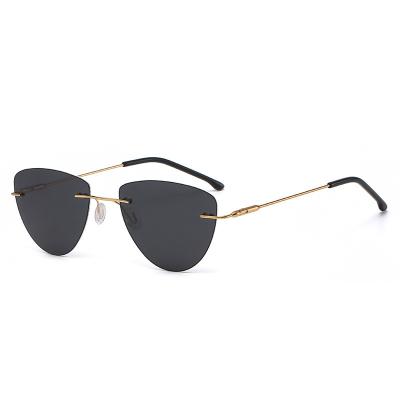 China Fashion Sunglasses Fit Wholesale Trendy Rimless Sunglasses Polarized Sun Glasses Men Luxury Sun Lenses for sale