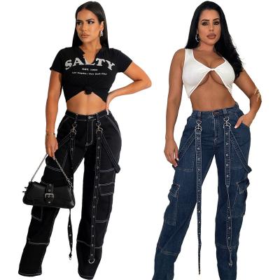 China Breathable Y2K 2023 New Fashion Multi-Pocket Pants Women Cargo Denim Pants Streetwear Loose Straight Women's Jeans for sale