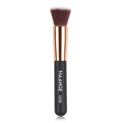 China Angular Blush Maange Wooden Handle Base Makeup Brush Set Wholesale Black Single Brush for sale