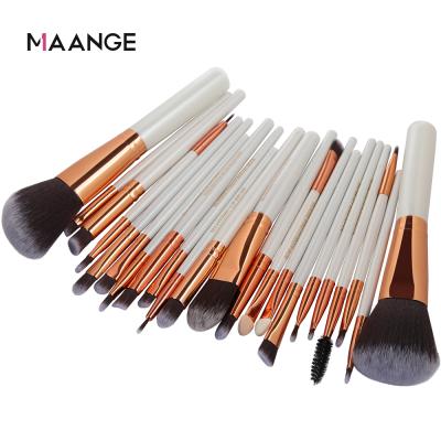 China Maange 22pcs White Makeup Brush Convenient High Quality Wooden Handle Makeup Brush Set Cosmetics for sale