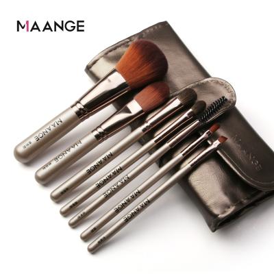 China Luxury Vegan 7pcs Silky Soft Plastic Handle High End Makeup Brush Set With Brush Bag for sale