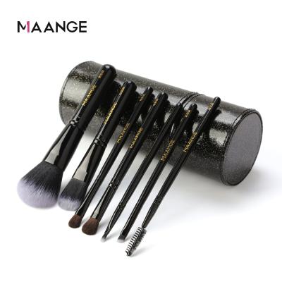 China MAANGE Makeup Tools Eye Brush 7pcs Silky Soft Black Makeup Brush Set With Bucket for sale