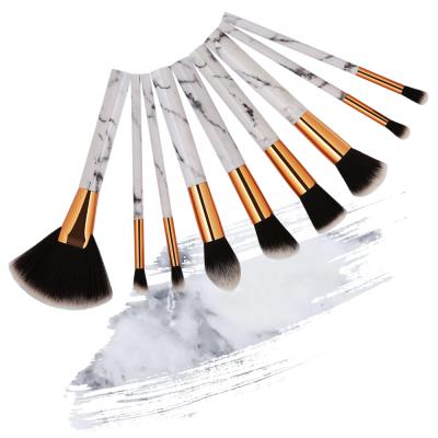 China Angular Blush Maange Wholesale 9 Pcs Professional Plastic Handle Makeup Brushes Vegan Marble Makeup Brush Set for sale