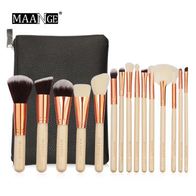 China Convenient Daily Makeup Accessories 15pcs Makeup Brush With Leather Case for sale