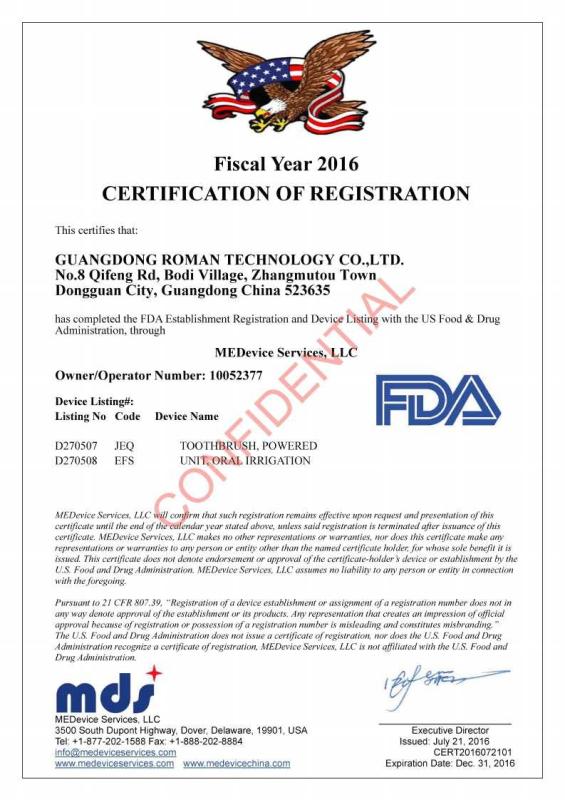 FDA - Guangdong Roman Technology Co., Ltd.