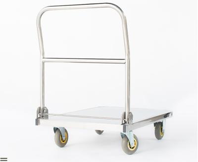 China Stainless Steel 201/304 Stainless Steel 300 Kg Foldable Mute Hand Platform Trolley Trolley Folding Heavy Duty Industrial Trolleys for sale