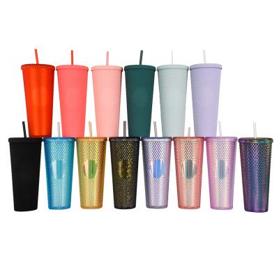 China Sustainable BPA Free 16oz 24oz Customized Gifts Hot Sale Matte Black Studded Tumbler for sale