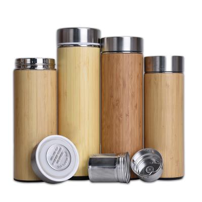 China Viable Custom Acceptable Flask 500ml Bamboo Thermo Mug Bamboo Water Bottle With New Stainless Steel Bamboo Mug for sale