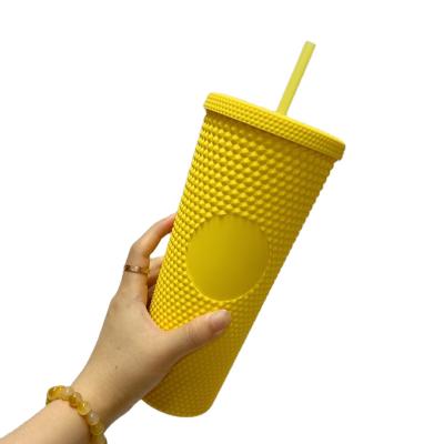 China Star-Male 2021 Viable Hot Sale BPA Free Amazon 24oz Matte Studded Tumbler Cups Yellow for sale