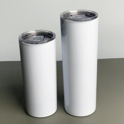 China 2021 viable hot sale 20oz sublimation stainless steel skinny straight white tumblers with metal straws for sale