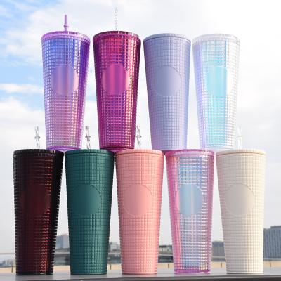 China Sustainable BPA Free 24oz Patented New Customized Studded Tumbler Double Wall Plastic Corn Drinking Cup for sale