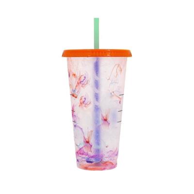 China Viable Hot Sale 24oz New Design Reusable Color Changing Cups Color Changing Plastic Cup for sale