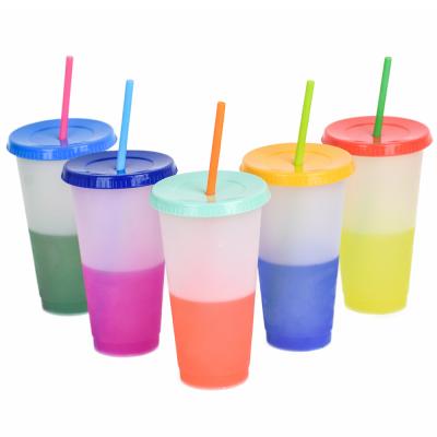 China Walmart Amazon Sustainable Hot Sale BPA FREE 24oz PP Reusable Color Changing Plastic Cup Daily Coffee Cup for sale