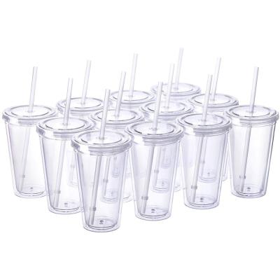 China 2 Pack Logo Travel Viable Set Customized Insulated Tumbler Large 16 oz Acrylic Double Wall Tumbler With Straw for sale