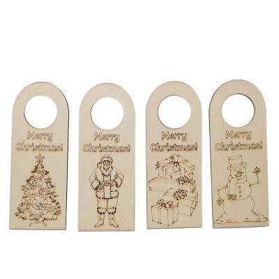 China Eco-Friendly Door Knob Hanger Wooden 4PCS Door Sign Door Decorative Hanging Ornament for sale