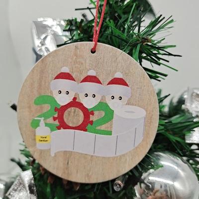 China Christamas Decoration Hot Sale Wood Hanging Quarantine Christmas Pendant Decoration for sale