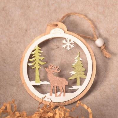 China Wooden Christmas Tree Decorations Christmas Tree Decorations Hollow Pendant Christamas Tree Small Wooden Christmas Ornaments for sale