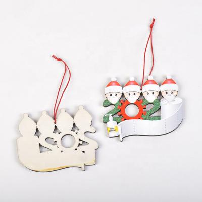 China 2020 Wooden Home Christmas Tree Ornaments Decoration Face Mask Christmas Ornament For House Hanging for sale