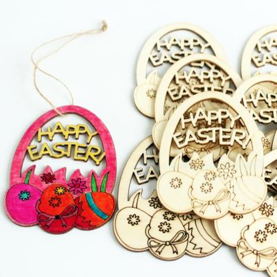 China Creative China Easter Day Party Home Pendant DIY Decoration Carved Wooden Eggs Crafts for sale