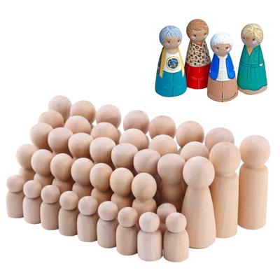 China All Factory Sell Unfinished Wooden Peg Dolls For DIY Painting for sale