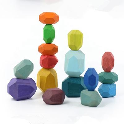 China China Nordic Colorful Irregular Building Blocks Stacked Stones And Wooden Blocks Stacked Up Educational Toys for sale