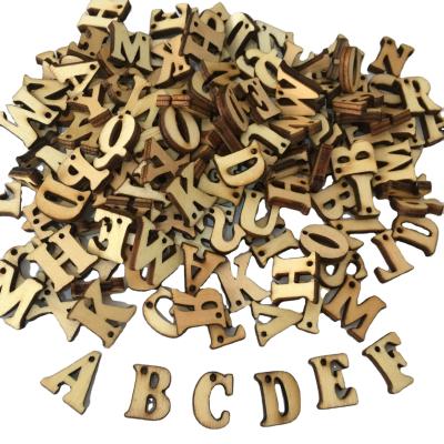 China Europe Natural Wooden Puzzle 26 Color Mixed Small Decorative English Wooden Letters For Crafts for sale