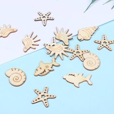 China Europe Style Cartoon Sea Animals DIY Promotional Mixed Wooden Chips For Home Decorative Accessories for sale