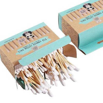 China medical cleaning & Manufacturer Cosmetic Disposable Ear Swabs Remover Cleaning Q Makeup Tips Stick Cotton Swab Bamboo Earbuds In Craft Box for sale